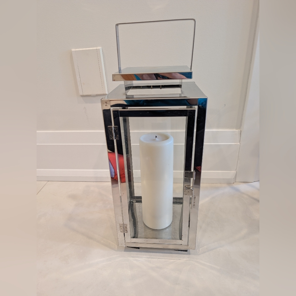 Metal Outdoor Lantern in Stainless Steel Finish